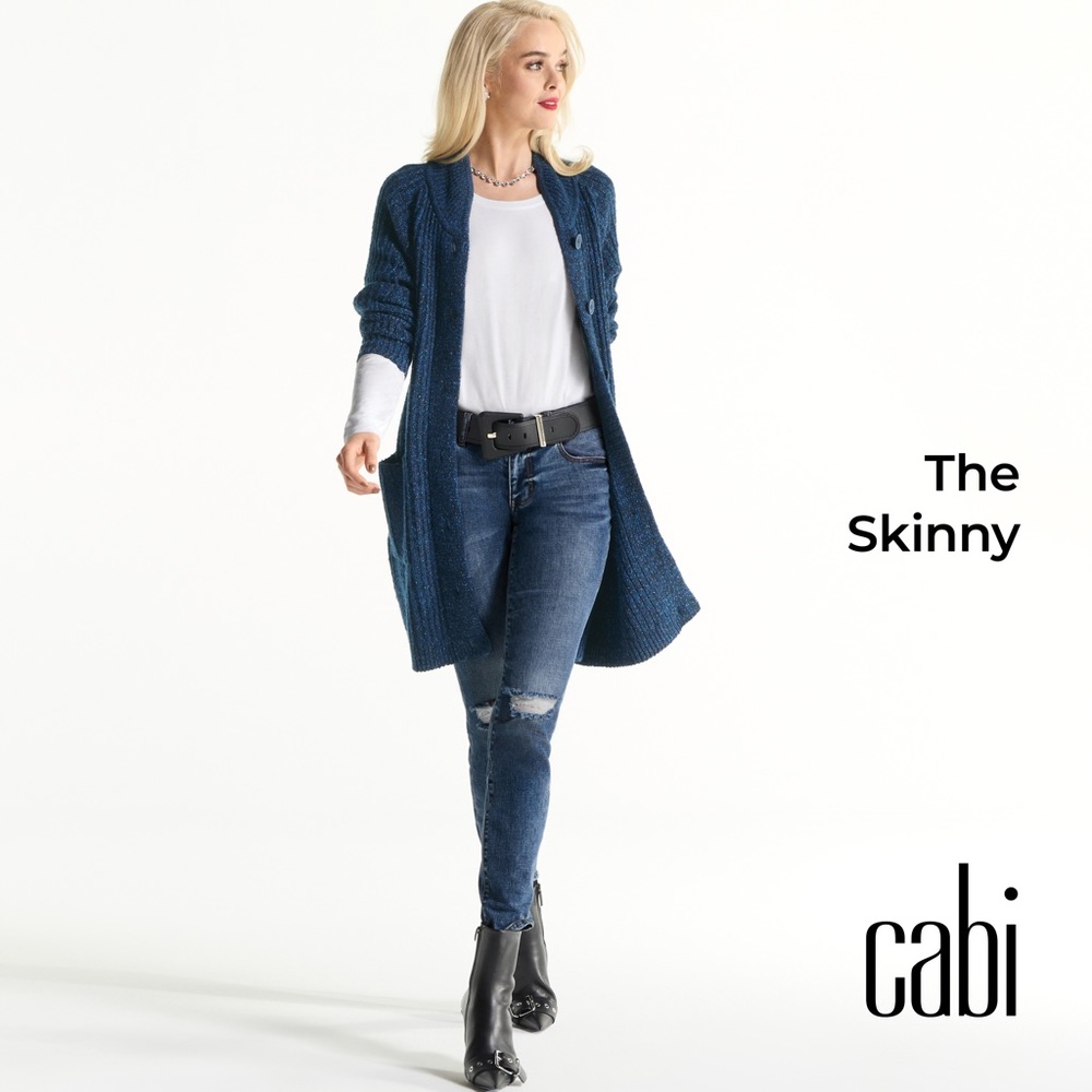 CAbi The Skinny Dark Blue Distressed Jeans